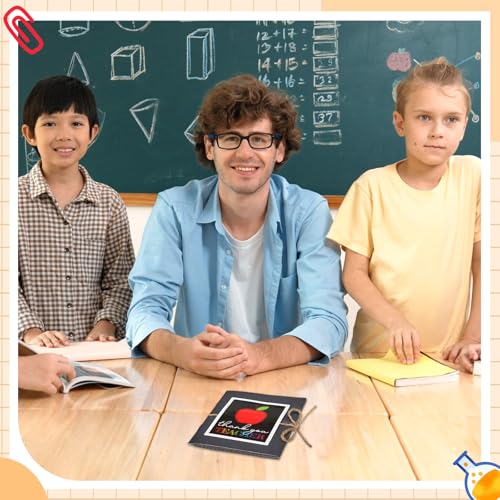 ReliThick Teacher Appreciation Gift Card Holder 5 Slots, 4.3 x 3.5 Inch Thank You Teacher Gift Card Booklet Sleeves Postcard Money Booklet Holder for Appreciation (Chalkboard Style) - style: Chalkboard Style