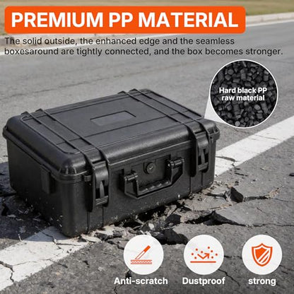 TORIBIO Hard Carrying Case with Foam, Shockproof Storage Box 16.3"x12"x5.3" - size: 16.3" x 12" x 5.3"