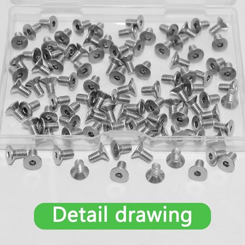 100Pcs M4x8mm Stainless Steel Flat Head Socket Cap Screws, Full Thread Allen Drive Countersunk Bolts, Bright Finish, Ideal for DIY & Home Repair - size: M4x8