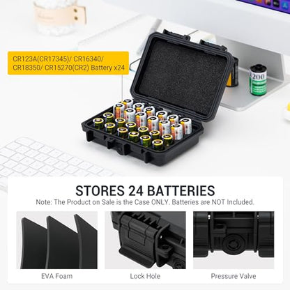 24 Slots CR2 CR123 CR123A Lithium Battery Organizer Case IP67 Waterproof - color: 24 Slots CR123 Battery Case