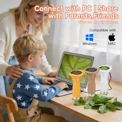 SEEKID Digital Microscope for Kids 200-1000X, Science Kit Gift(Yellow)