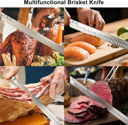 imarku Brisket Knife 12 Inch, Japanese High Carbon Stainless Steel - color: Black Brown Handle