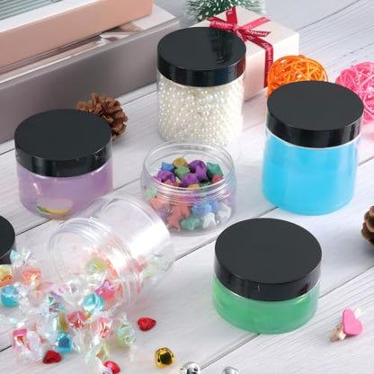 SATINIOR 24 Pieces Clear Plastic Jars with Lids, Black Lid, 1 oz - color: Black Lid, size: 1 oz