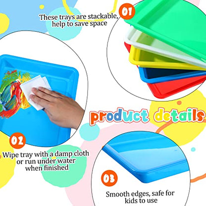 Hoolerry 40 Pcs Plastic Art Trays Stackable for Crafts, 11 x 8.3 x 1.2''