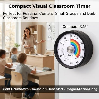 Magnetic Visual Classroom Timer, 60-Min Countdown Timer for Kids, Black - color: Black