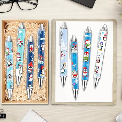 Idealmuzik Penguin Pens Set – Cute Penguin-Themed Gel Pens for Teachers, and Office Gift Exchange – Funny Penguin Designs – Perfect Stationery Gifts, Party Favors, 8 Pack - color: Penguin