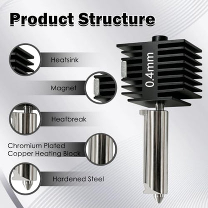 4 PCS A1 Mini/A1/A2L Hotend Kits 0.2/0.4/0.6/0.8MM Integrated Leak-Proof - size: 4PK