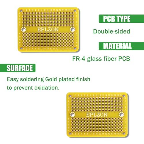Solderable Breadboard Mini PCB Board Gold-Plated Solder Breadboard for DIY Electronics Projects Apply to Soldering Projects 2.0"x1.5" Mixed Color(Pack of 10 Pcs,Yellow) - size: Yellow
