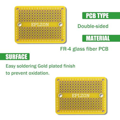 Solderable Breadboard Mini PCB Board Gold-Plated Solder Breadboard for DIY Electronics Projects Apply to Soldering Projects 2.0"x1.5" Mixed Color(Pack of 10 Pcs,Yellow) - size: Yellow