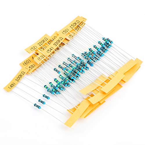 Chanzon 60 Values 1/4W Metal Film Fixed Resistor Kit 300pcs 1R-4.7M ohm - size: 1) 1/4W Kit
