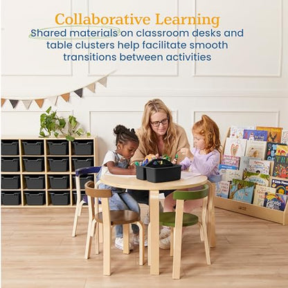 ECR4Kids 3-Compartment Small Storage Caddy Organizer, 6-Pack, Black - color: Black