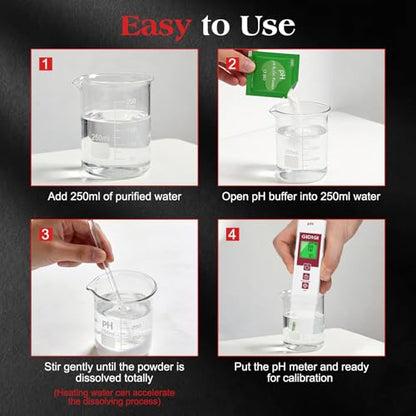18-Pack pH Meter Buffer Solution Powder 7.00/4.00/10.01 - color: Green 4/7/10