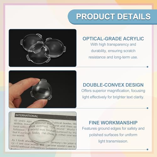 PATIKIL 24Pack Biconvex Lens 34mm Dia. 42mm Focal Length Aspheric Optical