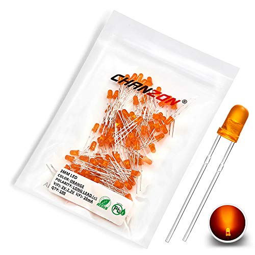 CHANZON 100 pcs 3mm Orange Diffused LED Diode Lights (DC 2V 20mA) - color: K) Orange-orange (100pcs)