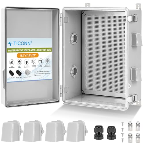 TICONN Outdoor Electrical Box with Ventilation Holes, IP65 Junction Box - color: Off-white, size: 15.7"x11.8"x7.1"