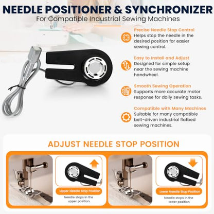 Sewing Machine Servo Motor 1000W with Needle Positioner and Synchronizer, AC110V, 6000RPM, Servo Motor Sewing Machine with Controller and Foot Switch, Run CW and CCW, Low Noise, Energy Saving - color: 1000W with Needle Positioner