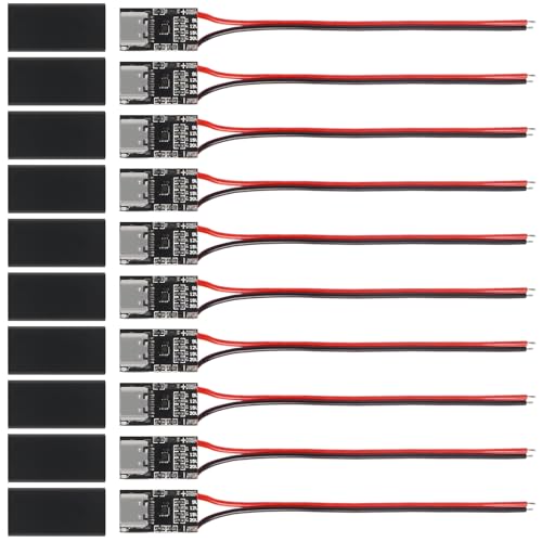 10PCS Type-C PD3.0 QC Trigger Board USB-C PD QC 5V 9V 12V 15V 20V DC Fixed Voltage Power Trigger Module 5A with QC Trigger Housing for Household Electronics - color: 10PCS With shell