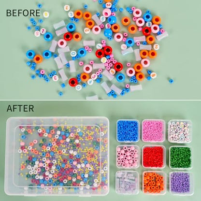 Bead Organizer Box, 56Pcs Small Clear Plastic Storage Containers, 2 Large Craft Organizer Boxes, 2 Sheets Label, Mini Parts Storage Solution for Beading Jewelry Making Diamond Arts Screws Seeds - size: 2 Pack - 56 Pcs (2.16" x 2.16" x 0.78")