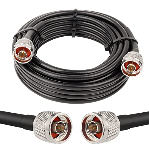 MOOKEERF KMR240 N Cable - 25FT Ultra Low Loss N Male to N Male Cable Pure Copper 50 ohm for 3G/4G/5G/LTE/ADS-B/Ham/GPS/WiFi/RF Radio to Antenna or Signal Booster Use - size: 25FT