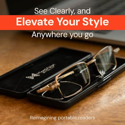 Flat Folding Reading Glasses Multi-Pack - color: 3 Pack - Black, Gunmetal & Gold