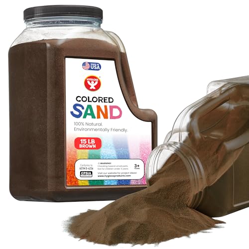 Hygloss Colored Sand for Crafts - 15 lb Bottle, Brown - Vibrant Colorful Fine Sensory Play Sand Art Kits for Kids - Classroom Activities for Children 3 4 5 6 7 8 9 10 11 12 - Safe for Ages 3+ - color: Brown, size: 15-Pound