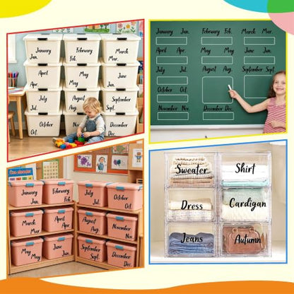 Monthly Labels for Clothes Month Seasonal Organizer Stickers for Drawer Bin - color: Monthly Labels