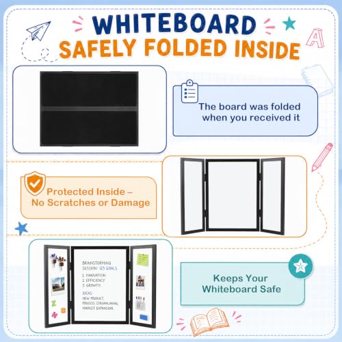 36 x 24 Trifold 3-Panel Display Board with Black Felt Board and Storage Bag - color: White-black, size: 36 x 24inch