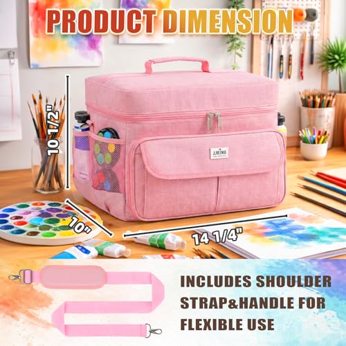 JJRING Acrylic Paint Organizer Bag With Adjustable Dividers, Pink - color: Pink