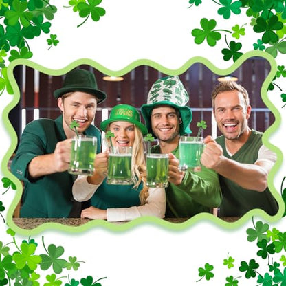 Qinyoung 12 Pcs St. Patrick's Day Glass Drink Stirrers 7 Inch Swizzle Sticks for Cocktails Coffee Reusable Green Shamrock Beverage Stir Sticks for Irish Festival Party Coffee Bar Kitchen Bar - style: Green Shamrock