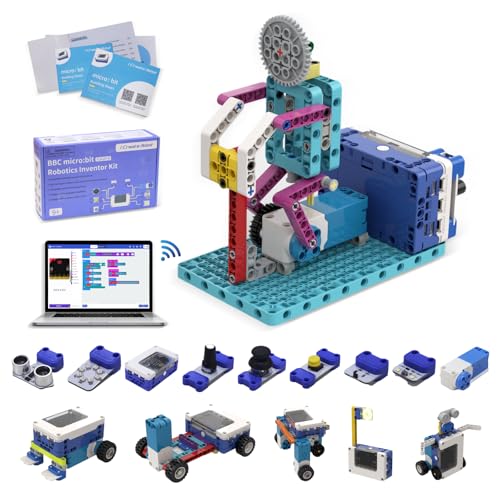 Coding Robot Kit, 10-in-1 BBC Micro:bit Robotics Invertor Kit, Educational Stem Robot Building Kit with APP Control Learn to MakeCode, MicroPython, and Scratch for Age 9+ Girls Boys - style: micro bit