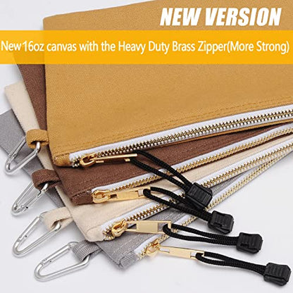 FunOwlet Utility Canvas Zipper Tool Bag, 4 Pack - color: White, Gray, Tan, Brown