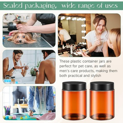 Patelai 4 Pcs Plastic Jars with Lids, Amber, 10 oz, Wide Mouth - color: Amber, size: 10 oz