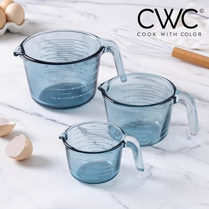 COOK WITH COLOR Glass Measuring Cups - Ideal for Cooking and Baking, Blue - color: Blue