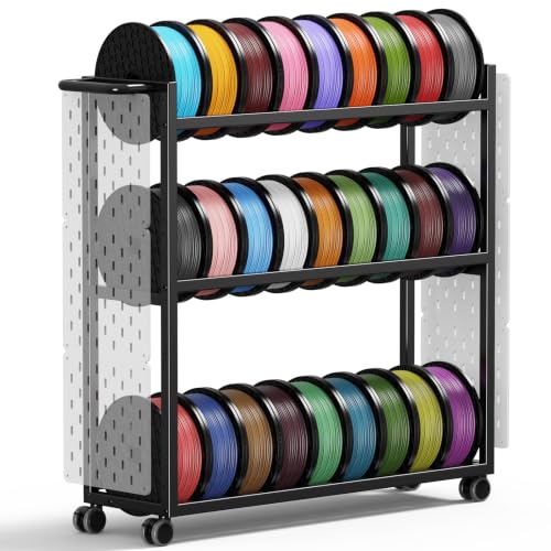 3D Printer Filament Storage Rack with Wheels,Cart Holds 30 Spools Filaments
