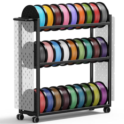 3D Printer Filament Storage Rack with Wheels,Cart Holds 30 Spools Filaments