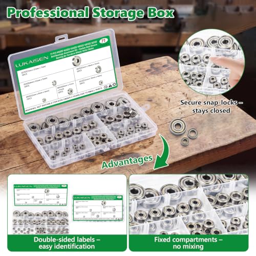 71 Pcs Carbon Steel Ball Bearings Kit, Double Shielded 693ZZ-627ZZ - size: 71Pcs
