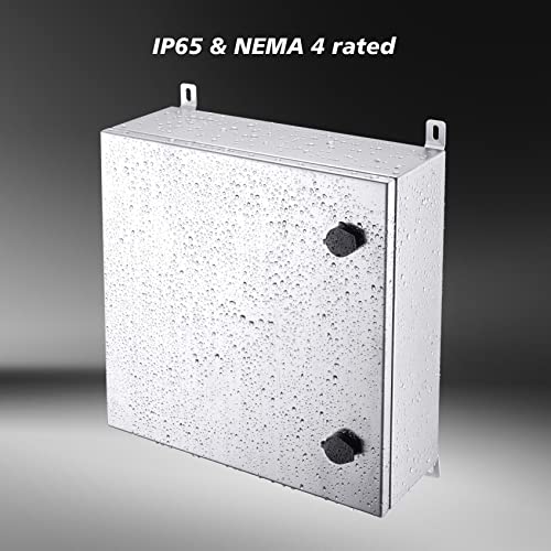 IP65 Weatherproof Stainless Steel Box Wall-Mounted Electronic Equipment Enclosure Box with Mounting Plate and Wall Bracket (16'' x 16'' x 6'')… - size: 16" x 16" x 6"