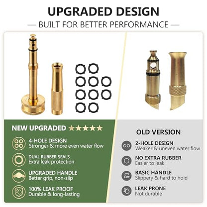 4 Pcs Brass Hose Nozzle Kit, High Pressure Jet & Spray Nozzles(1 Long Jet + 1 Short Spray), Water Hoses Nozzle with Easy Turn Brass Hose Shut off Valve, 3/4”GHT Connector for Garden, 10 Rubber Washers - style: 1 Long Jet + 1 Short Spray
