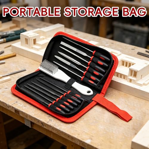WISEUP 13PCS Needle File Set Includes 6 Diamond Files & 6 Steel Files
