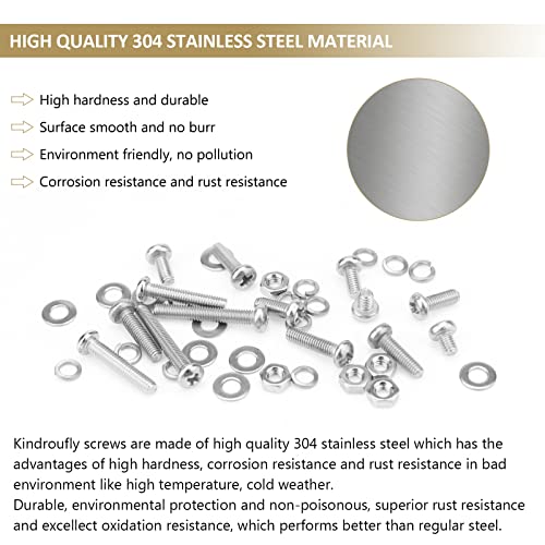 562 Pieces M3 x 4/6 /8/10 /12/16 /20mm Phillips Pan Head Machine Screws Nuts Washers Assortment Kit, 304 Stainless Steel, Fully Machine Thread - size: M3