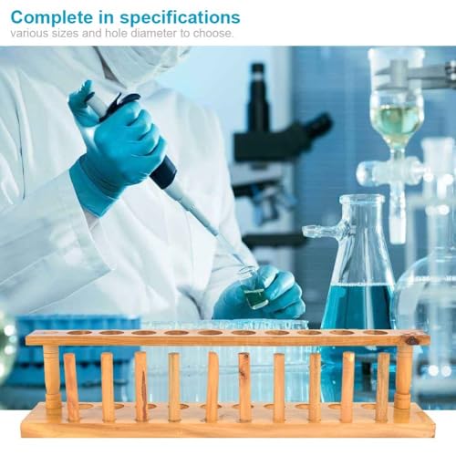 Wooden Test Tube Rack 6/8/10 Hole - Laboratory Tube Holder for Experiments, Durable Wood Stand with Alkali Resistance(10 Hole) - size: 10 Hole