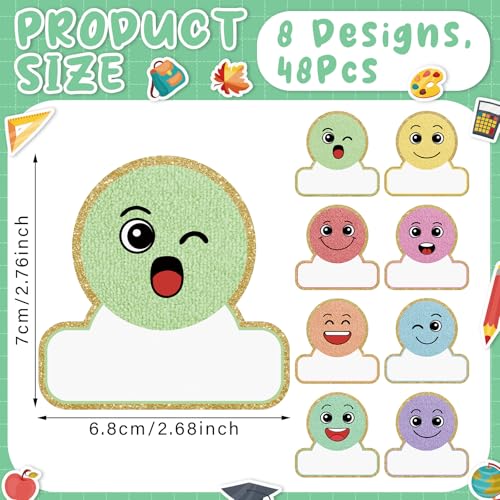 Resurhang 48 Pcs Magnetic Name Tags for School Bus, Smile Face Design - style: Smile Face