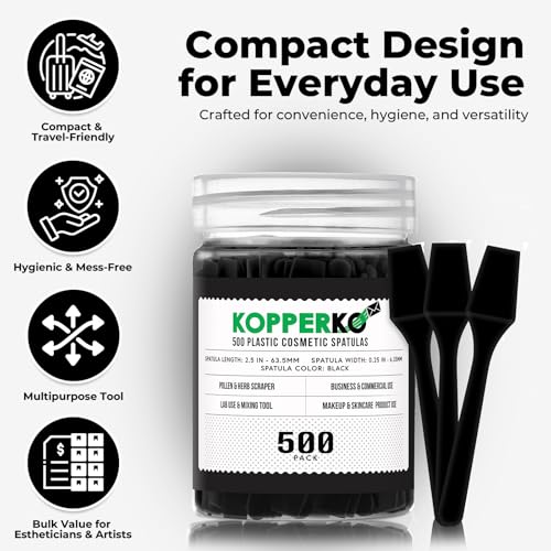 Kopperko Mini Makeup Spatula, 2.5 Inch, 500 Pack, Black - color: Black, size: 500 Spatulas