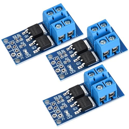 3PCS Dual High-Power MOSFET Trigger Switch Drive Module 0-20KHz PWM Adjustment Electronic Switch Control Board Motor Speed Controller Lamp Brightness Control, DC 5V-36V 400W, 15A (Max 30A) - style: 3PCS