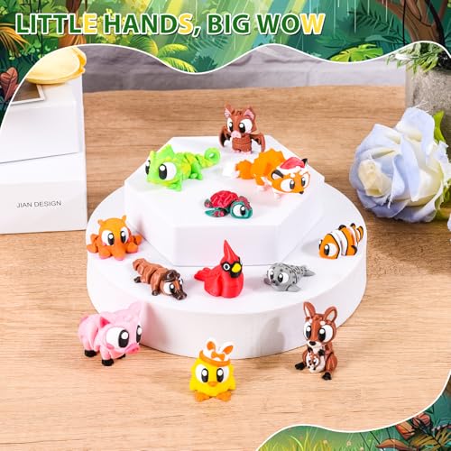 3D Printed Big Eyed Animals Set of 12 Articulated Desk Fidget Toys - size: Big Eyed Animals (Kangaroo), style: 12 PCS