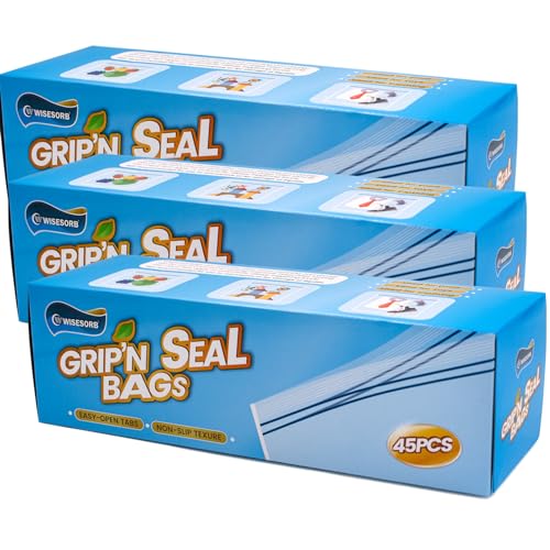 WiseFresh Gallon Food Storage Freezer Bag, 135 Count Grip 'n Seal Bags for Storage (45 count/Pack, 3 Packs) - color: 135 count