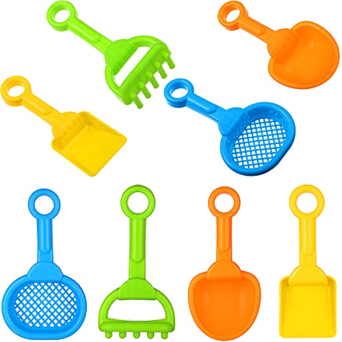 Skylety 8 Pcs Sand Shovels for Kids Beach Toys Plastic Rake Sifter,None - style: Fresh Style