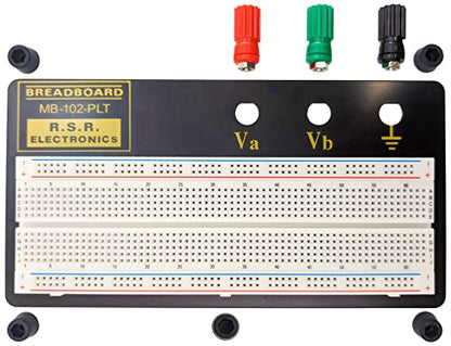 EX ELECTRONIX EXPRESS Solderless Breadboard with Backplate, 3 Binding Posts, 830 Tie Points