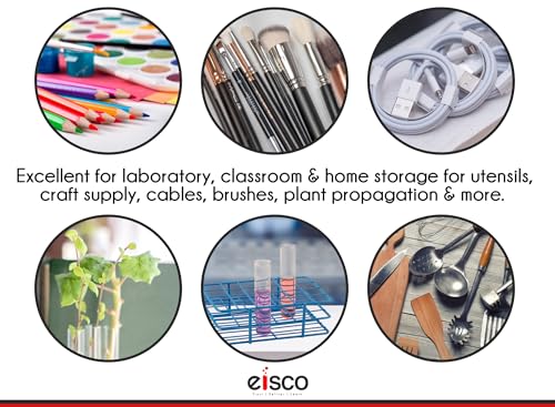 EISCO Blue Epoxy Coated Steel Wire Test Tube Rack, 20 Holes, Outer Diameter Permitted of Tubes 18-20mm or Less, 4 X 5 Format (Pack of 6) - size: 5" x 4" x 2.75" (Pack of 6)