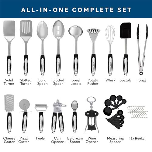 Home Hero Stainless Steel Kitchen Utensils Set - Heat-Resistant Silicone & Nonstick Tools - Durable Stainless Steel Kitchen Gadgets - Complete Kit Measuring Cups & Spoons - 41-Piece Set - size: 41 Pieces Set